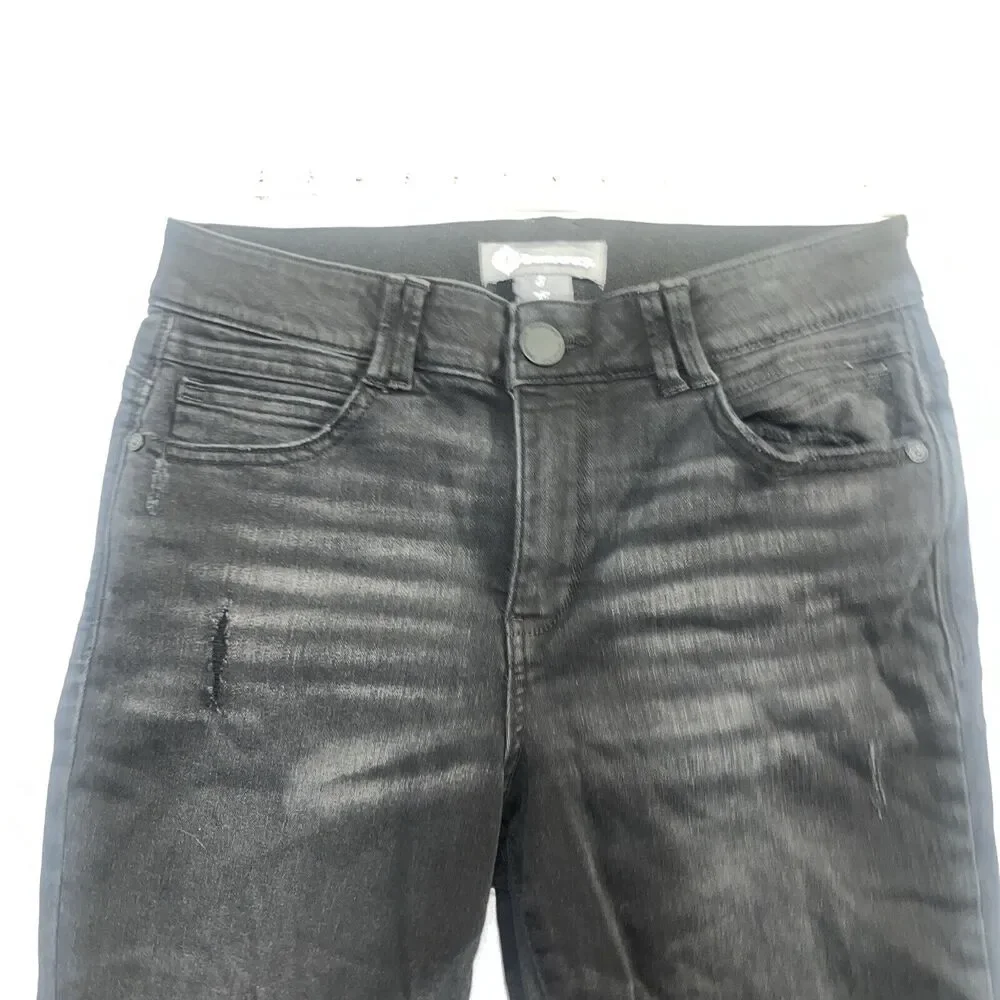 Sz 8 Democracy Ab Technology Gray Lightly Distressed Skinny Jeans W Frayed Hem